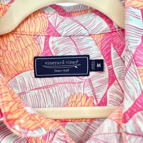 Vineyard Vines Stretch Cotton Short-Sleeve Banana Tropical Shirt Size M - Picture 4 of 5